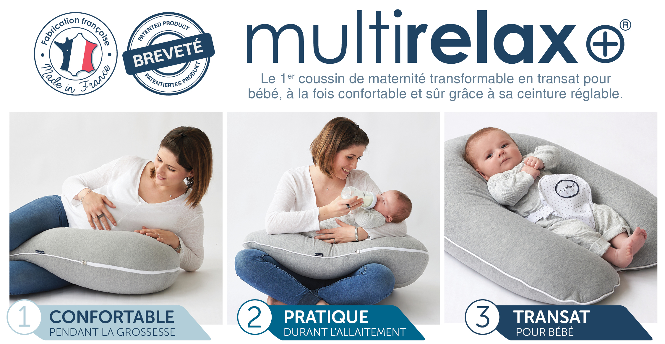 Candide - Coussin de maternité et d'allaitement Multirelax Organic Coton